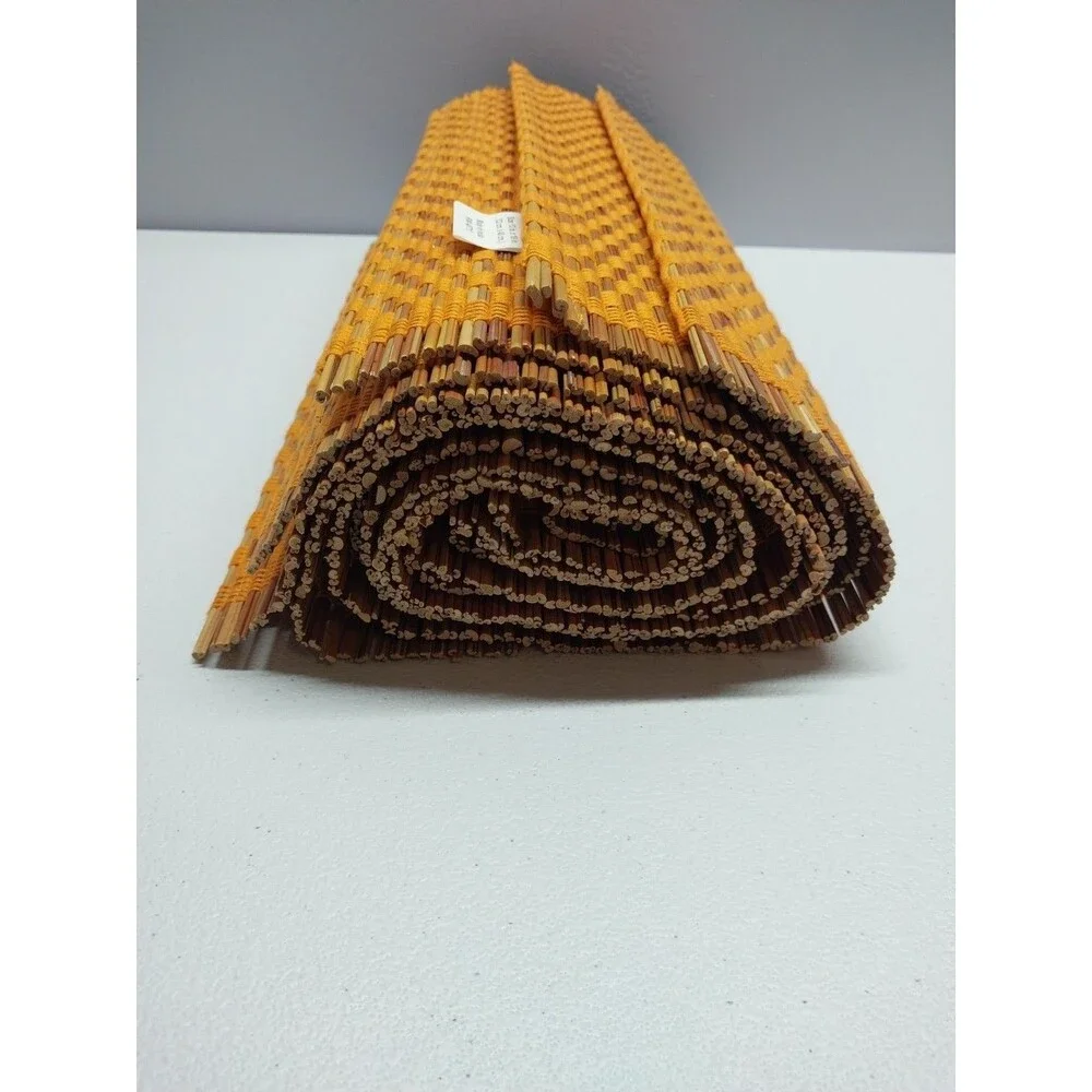 Set 6 Woven Straw Placemats Orange Boho Coastal Farmhouse Table Mats